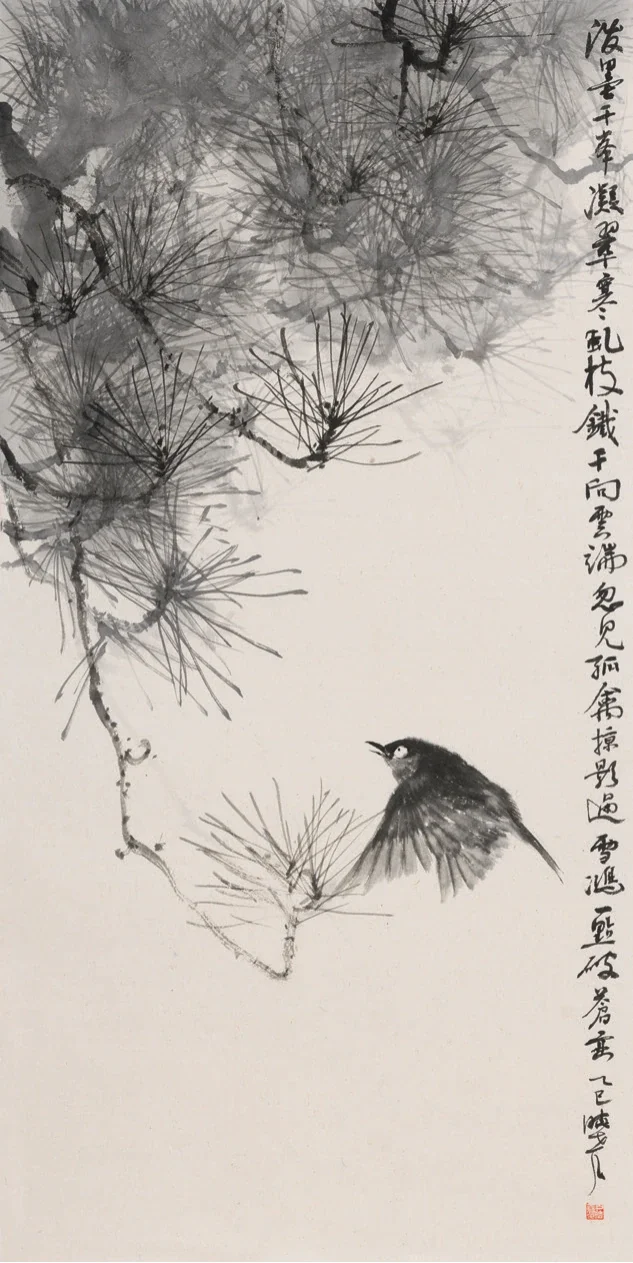 松梢雀影