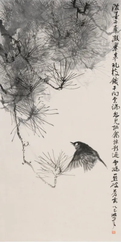 松梢雀影